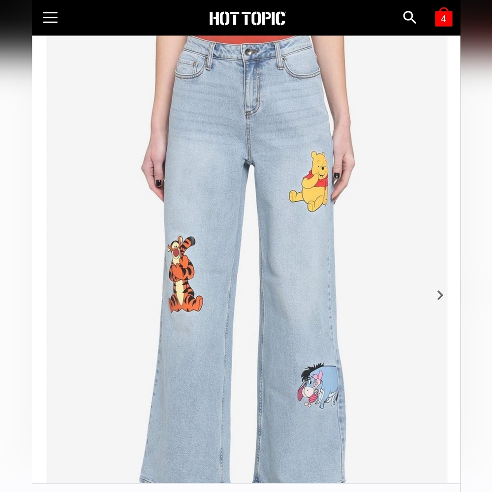 HOT TOPIC  WINNIE THE POOH MOM JEANS  PLUS SIZE 16